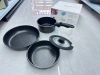 Grace Series 5-piece set: 18 milk pan, 20/26 frying pan. Silicone lid, 18 silicone lid, 1 handle, bottom cover, five-layer silver-embossed color box, 4 sets per box, black and white colors Specification image